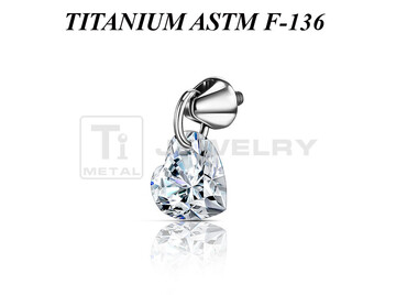 Накрутка из титана Ti Metal пика с подвеской сердце