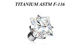 Накрутка из титана Ti Metal с квадратным кристаллом в лапках Накрутка из титана Ti Metal с квадратным кристаллом в лапках