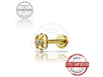 Лабрет Steel and Silver золотой цветок