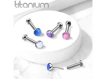 Безрезьбовой лабрет из титана с опалом