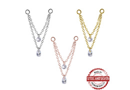 Цепочка для пирсинга Steel and Silver с фианитами