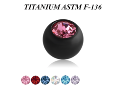 Шарик из титана с чёрным покрытием и стразом