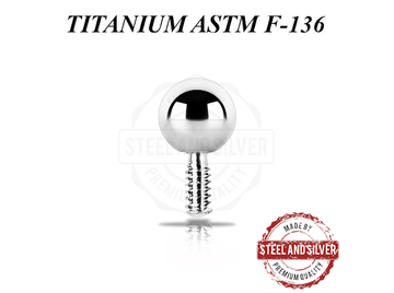 Шарик из титана Steel and Silver для украшений с внутренней резьбой
